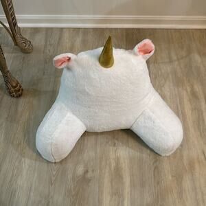 Pillow fort white unicorn gold horn bed pillow plush arm chair like new magical